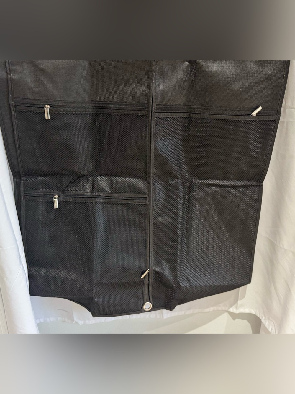 Two Black Hanging Garment Bags With Mesh Pockets. - Picture 5 of 14